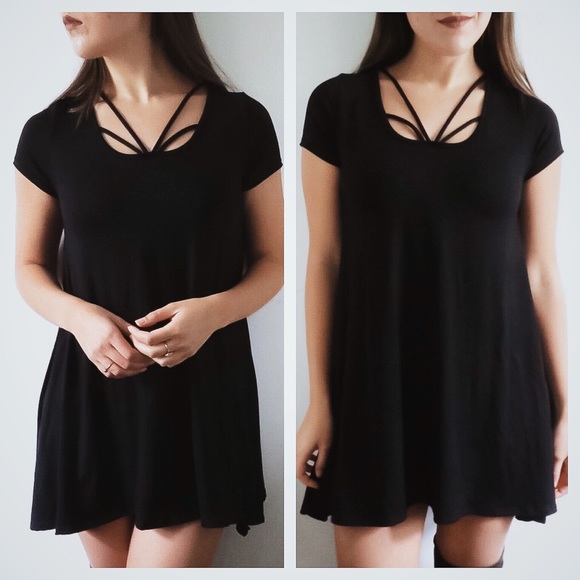 April Spirit Dresses & Skirts - LAST ITEM | Black strappy tunic top/mini d…